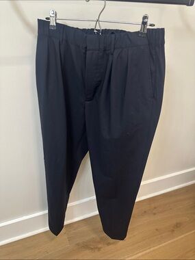 Aspesi Men’s Navy Tapered Pleated Tech-Flannel Trousers